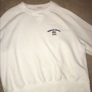 John Galt white Newport Beach cropped sweatshirt